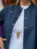 Lange Stainless Steel Gouden Ketting Vis Big