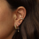 Karma Gouden Oorbellen Hinged Hoops Hassa Leafs Wine Red