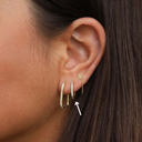 Karma Oorbellen Plain Hinged Hoops Round Zirconia Square