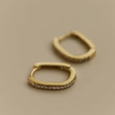 Karma Oorbellen Plain Hinged Hoops Round Zirconia Square