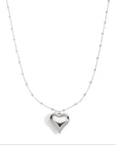 Lange Zilveren Stainless Steel Ketting Hart