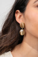 Lott Beige Oorbellen Double Drop M - Amber Gold