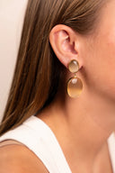 Lott Beige Oorbellen Double Stone Plain Framed L - Nude