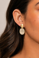 Lott Beige Oorbellen Framed Oval S - Wax