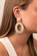 Lott Beige Oorbellen Oval Beaded M - Nude