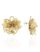 Lott Beige Oorbellen Sequin Leafs Beaded Stud M - Wax