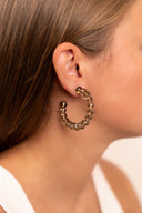 Lott Bruine Oorbellen Hoop Beaded L - Brown