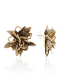 Lott Bruine Oorbellen Sequin Leafs Beaded Stud M - Copper