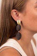Lott Bruine Oorbellen Silk Double Braided Oval M - Brown