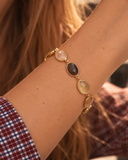 Lott Gioielli Armband Nine Framed Stones - Champagne/Brown Mix