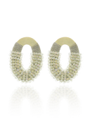 Lott Gouden Oorbellen Combi Oval Silk Half Beaded M - Nude