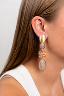 Lott Gouden Oorbellen Silk Beaded Triple L - Champagne