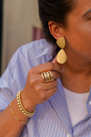 Lott Gouden Oorbellen Stone Shape Drop Double