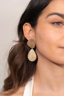 Lott Gouden Oorbellen Stone Shape Drop Double