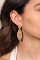 Lott Gouden Oorbellen Stone Shape Oval Double