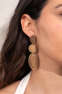 Lott Gouden Oorbellen Stone Shape Oval Triple