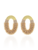 Lott Oorbellen Combi Oval Silk Half Beaded M - Champagne