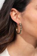 Lott Oorbellen Creole w/ Multi Green Fine Stones L