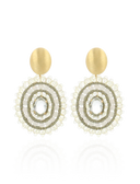 Lott Oorbellen Filled Oval 3 rings w/ Stone M - Nude