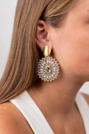 Lott Oorbellen Filled Oval 3 rings w/ Stone M - Nude
