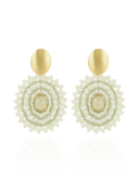 Lott Oorbellen Filled Oval 3 rings with Stones M - Pistache Mint