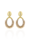 Lott Oorbellen Oval Deluxe Half Beaded M - Champagne