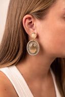 Lott Oorbellen Oval Facet Stone M - Nude