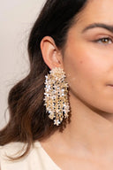Lott Oorbellen Sequin Flower Rain - Amber Beige