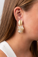 Lott Oorbellen Thick Oval Crystal Sequins - Golden Shadow