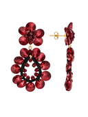 Lott Rode Oorbellen Flower Double Drop S/M - Bordeaux