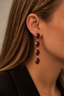 Lott Rode Oorbellen Four Framed Stones - Bordeaux