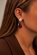 Lott Rode Oorbellen Framed Drop L - Bordeaux