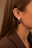 Lott Rode Oorbellen Framed Oval S - Bordeaux