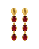 Lott Rode Oorbellen Three Framed Stones - Bordeaux