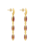 Lott Rode Oorbellen Three Framed Stones - Bordeaux
