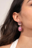 Lott Roze Oorbellen Double Drop M - Berry Pink