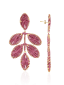 Lott Roze Oorbellen Flower Leafs L - Dark Fuchsia