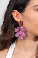 Lott Roze Oorbellen Flower Leafs L - Dark Fuchsia