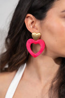 Lott Roze Oorbellen Open Heart L - Fuchsia Pink
