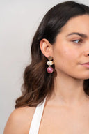 Lott Roze Oorbellen Triple Element w/ Drop - Berry Pink