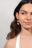 Lott Roze Oorbellen Triple Element w/ Drop - Berry Pink