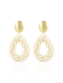 Lott Witte Oorbellen Drop L Double Stones - Pearl