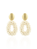 Lott Witte Oorbellen Oval M Double Stones - Pearl