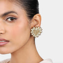 Olivia Dar Beige Oorbellen Pearl Heart Gold