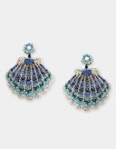 Olivia Dar Blauwe Oorbellen Seashell Navy