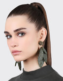Olivia Dar Groene Oorbellen Leaf Sage