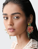 Olivia Dar Groene Oorbellen Parrot Khaki