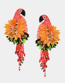 Olivia Dar Oranje Oorbellen Parrot Orange Green