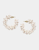 Olivia Dar Witte Oorbellen Flower Hoops Small White