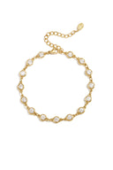 Stainless Steel Gouden Armband Glimmende Steentjes